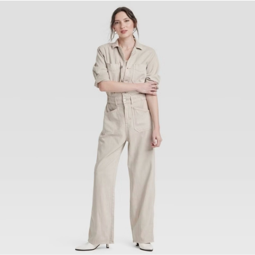 Soft Ecru Denim Jumpsuit